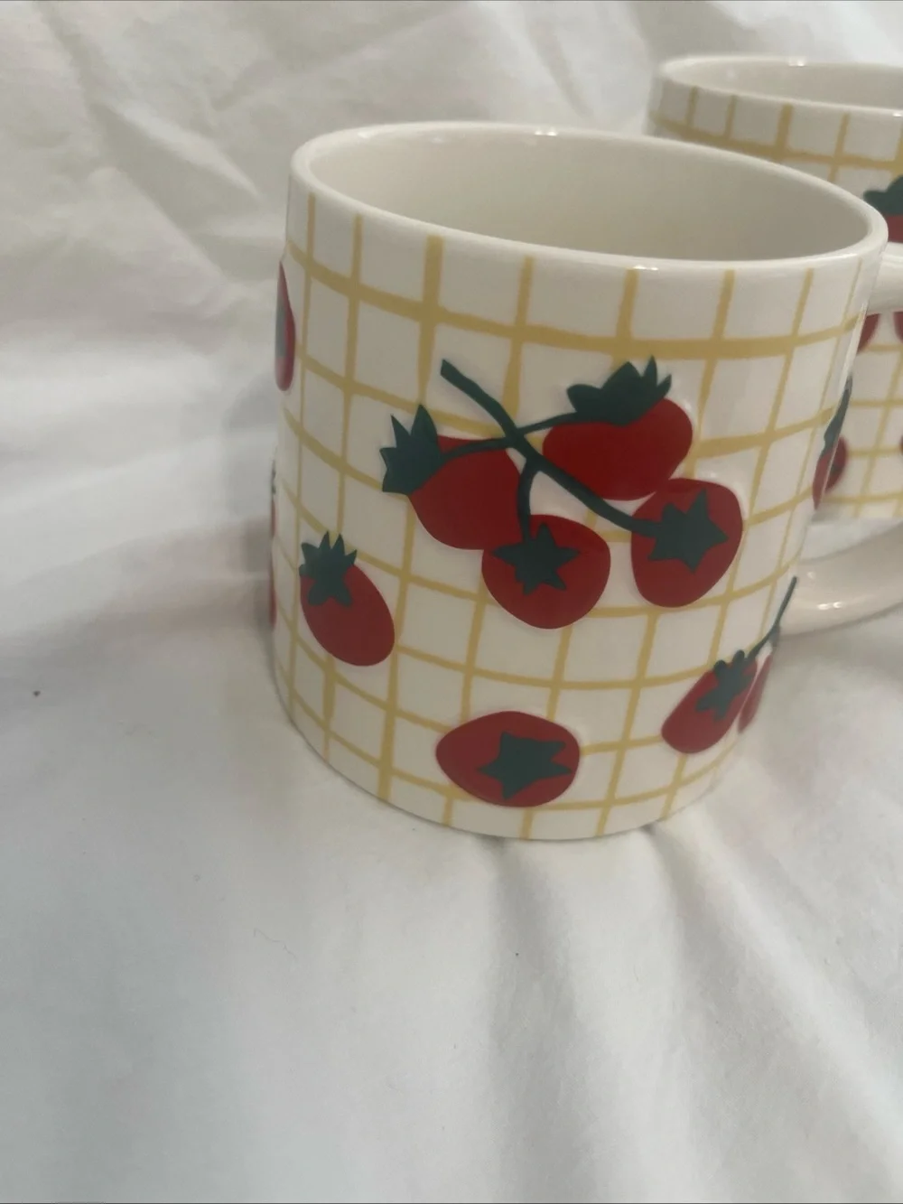 Target Ceramic Tomato Grid Mug Set - Red, Green, Yellow, White